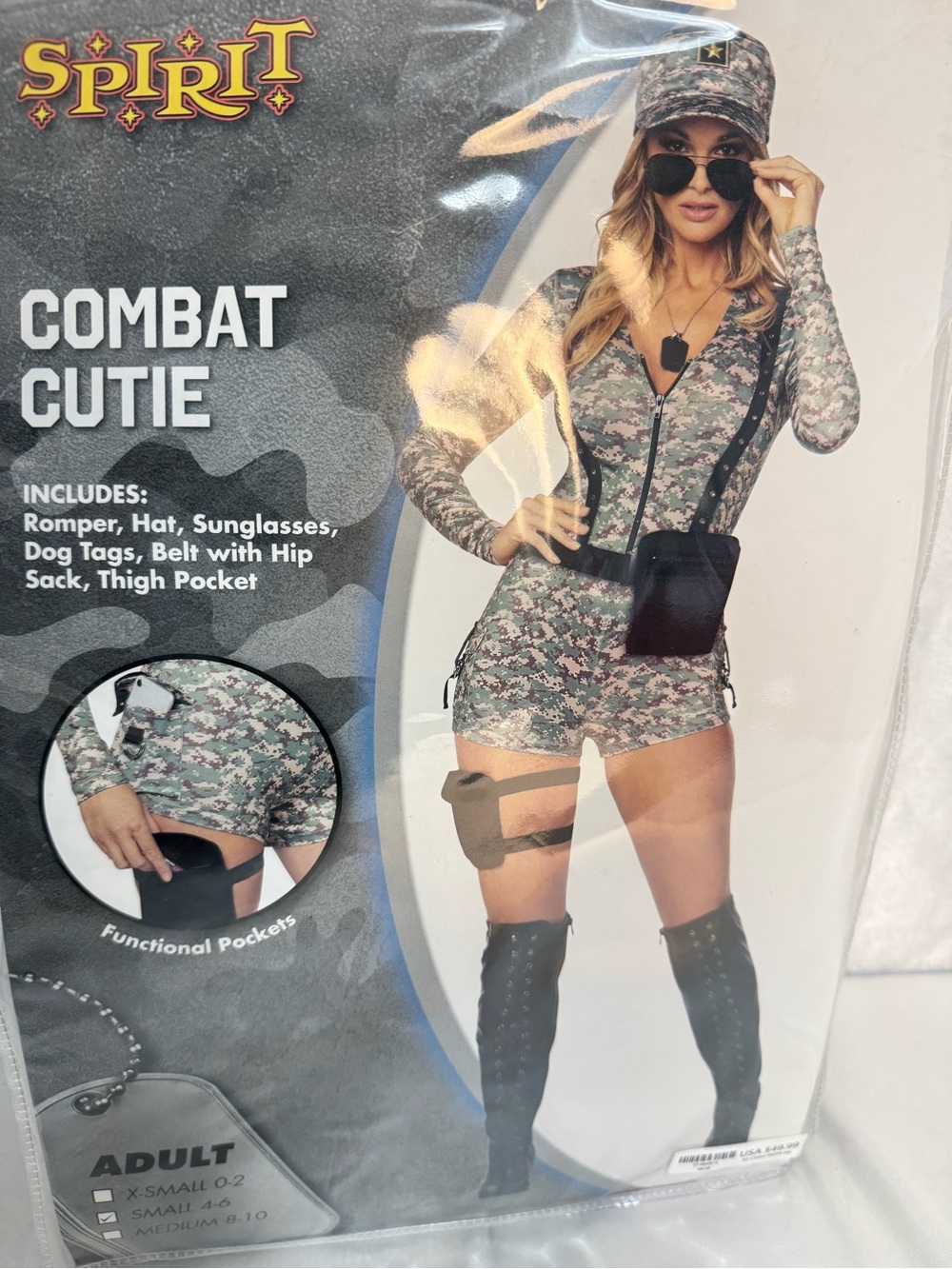 Spirit Combat Cutie Camouflage Romper Costume with Hat & Accessories